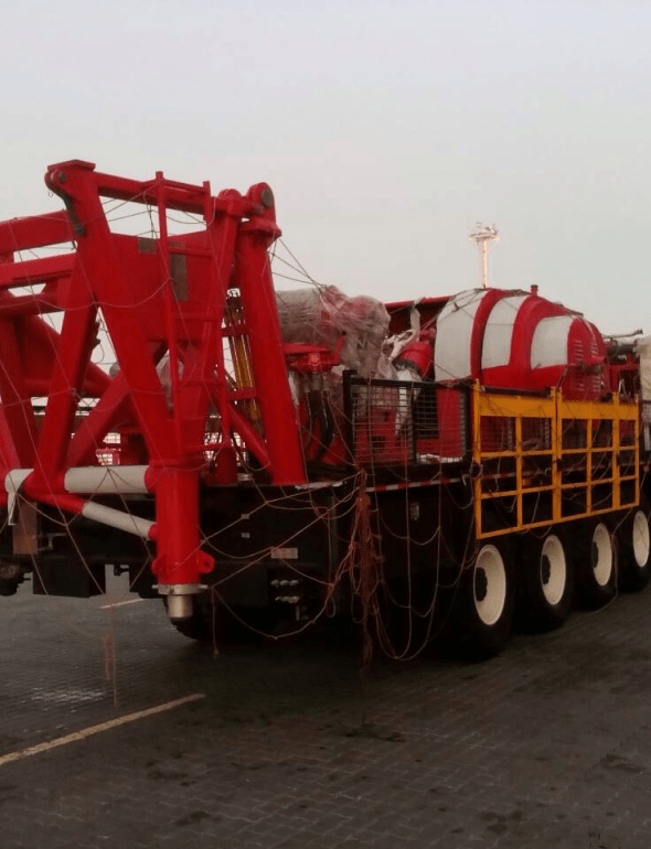 Steel roll transshipment. Weight 90 tons photo